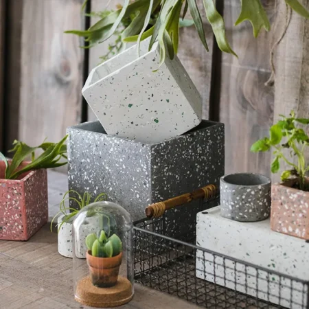 Geometric Terrazzo Concrete Planter
