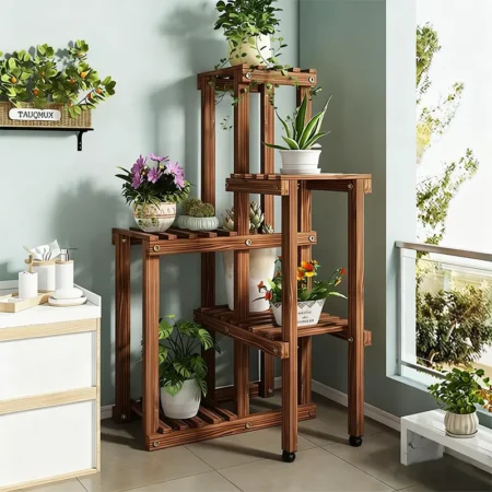 Solid Wood Multi-Tier Corner Plant Stand
