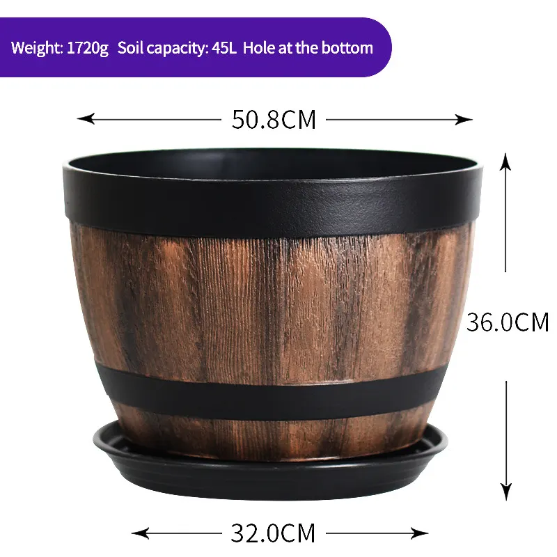 Outdoor Barrel Style Planter - Image 9