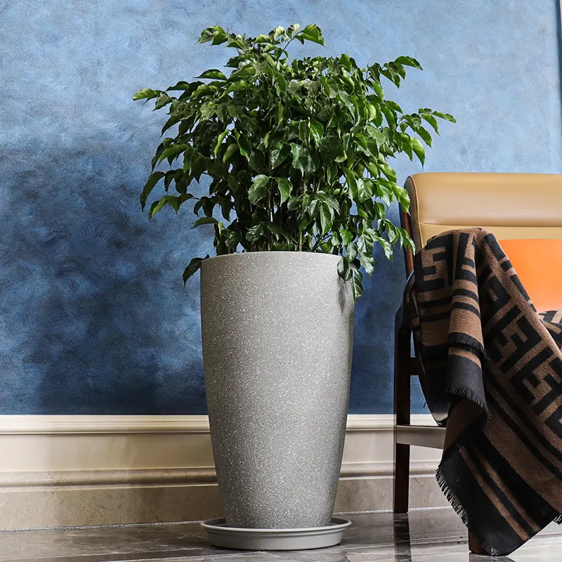 Matte Ceramic-Style Resin Planter - Image 2