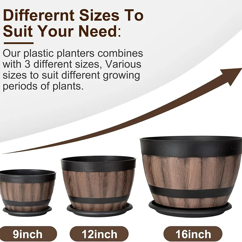 Outdoor Barrel Style Planter - Image 3