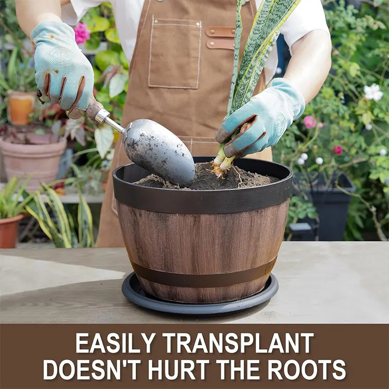 Outdoor Barrel Style Planter - Image 2