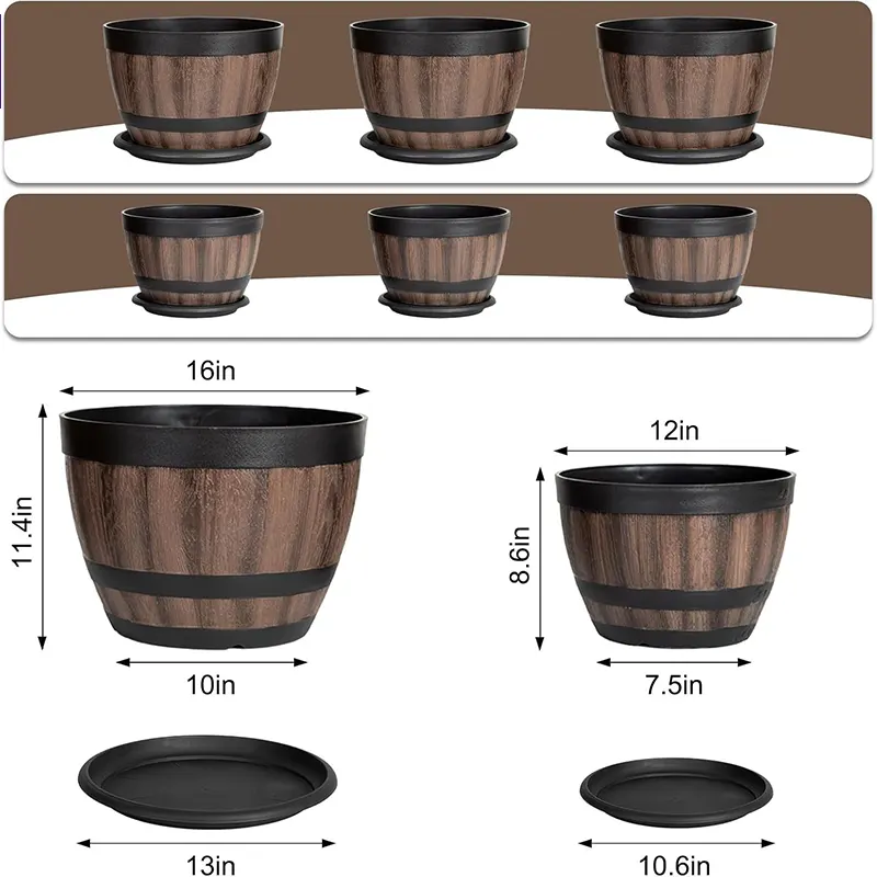 Outdoor Barrel Style Planter - Image 5