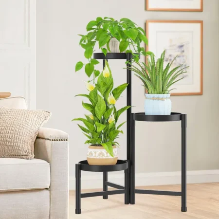 Foldable Three-Tier Corner Plant Stand