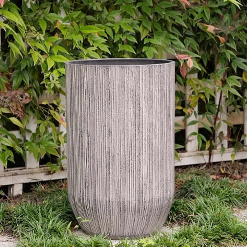 Vintage Stone-Look Tall Planter - Image 2