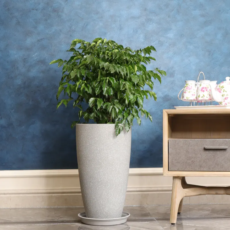 Matte Ceramic-Style Resin Planter - Image 3